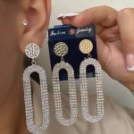 گوشواره آویز فول نگین دار