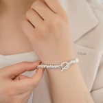 دستبند آبکاری نقره قفل تی واشری