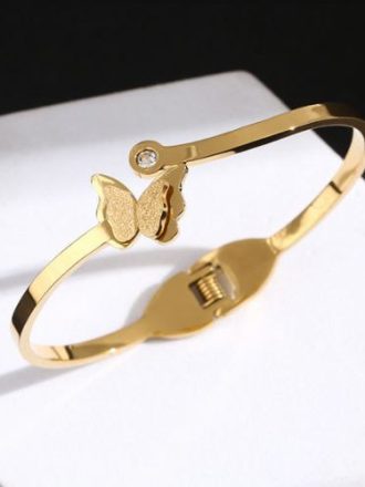 دستبند استیل زنانه شیک طرح پروانه