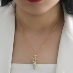 گردنبند استیل آغوش دو رنگ