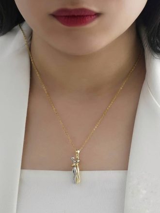 گردنبند استیل آغوش دو رنگ