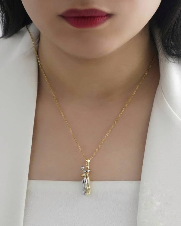 گردنبند استیل آغوش دو رنگ