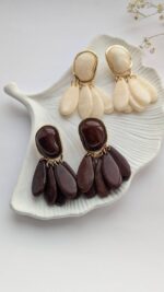 گوشواره رزین دفرمه با میخ نقره