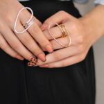 انگشتر بیضی دفرمه زنانه فری سایز طلایی و آبکاری نقره